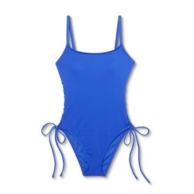 Women's Lace-Up Side One Piece Swimsuit - Shade & Shore™ Cobalt 6 Women's Lace-Up Side One Piece Swimsuit - Shade & Shore™ Cobalt - Image 4