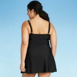 Women's Side Slit Swim Dress - Kona Sol™ Black Multi -Swimsuits Popular Store unnamed file 7174