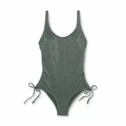 Juniors' Metallic Side-Cinch One Piece Swimsuit - Xhilaration™ Moss Green -Swimsuits Popular Store unnamed file 7205