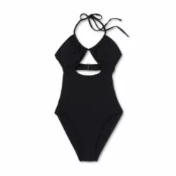 Juniors' Ribbed Tunneled U-Neck One Piece - Xhilaration™ Neon Purple -Swimsuits Popular Store unnamed file 7234