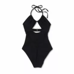 Juniors' Ribbed Tunneled U-Neck One Piece - Xhilaration™ Neon Purple -Swimsuits Popular Store unnamed file 7235