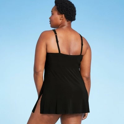 Women's High Neck Mesh Swim Dress - Aqua Green® Black 5 Women's High Neck Mesh Swim Dress - Aqua Green® Black - Image 3