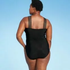 Women's Crossover Neck Detail One Piece Swimsuit - Aqua Green® Black -Swimsuits Popular Store unnamed file 7251