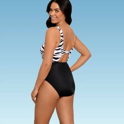 Women's Slimming Control Tie-Front Cut Out One Piece Swimsuit - Beach Betty by Miracle Brands Green 4 Women's Slimming Control Tie-Front Cut Out One Piece Swimsuit - Beach Betty by Miracle Brands Green - Image 2