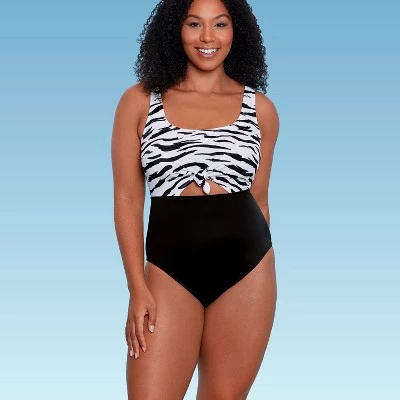 Women's Slimming Control Tie-Front Cut Out One Piece Swimsuit - Beach Betty by Miracle Brands Green 5 Women's Slimming Control Tie-Front Cut Out One Piece Swimsuit - Beach Betty by Miracle Brands Green - Image 3