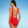Women's Textured High Neck High Coverage One Piece Swimsuit - Kona Sol™ Lively Red -Swimsuits Popular Store unnamed file 7272