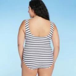 Women's High Neck High Coverage One Piece Swimsuit - Kona Sol™ Blue & White -Swimsuits Popular Store unnamed file 7289