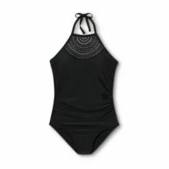 Women's Laser Cut High Neck High Coverage One Piece Swimsuit - Kona Sol™ Black 15 Women's Laser Cut High Neck High Coverage One Piece Swimsuit - Kona Sol™ Black -Swimsuits Popular Store unnamed file 7310