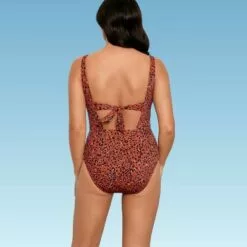 Women's Slimming Control Cut Out Tie Back One Piece Swimsuit - Beach Betty by Miracle Brands Purple