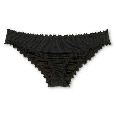 Women's Ribbed Ruffle Cheeky Bikini Bottom - Shade & Shore™ Black 7 Women's Ribbed Ruffle Cheeky Bikini Bottom - Shade & Shore™ Black - Image 5
