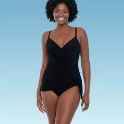 Women's Slimming Control Shirred Front Swimsuit - Dreamsuit by Miracle Brands Black -Swimsuits Popular Store unnamed file 7349