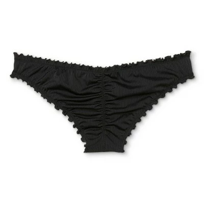 Women's Ribbed Ruffle Cheeky Bikini Bottom - Shade & Shore™ Black 8 Women's Ribbed Ruffle Cheeky Bikini Bottom - Shade & Shore™ Black - Image 6