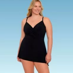 Women's Slimming Control Shirred Front Swimsuit - Dreamsuit by Miracle Brands Black -Swimsuits Popular Store unnamed file 7355