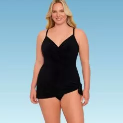 Women's Slimming Control Shirred Front Swimsuit - Dreamsuit by Miracle Brands Black -Swimsuits Popular Store unnamed file 7356