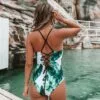 Women's Leafy Print One Piece Swimsuit Lace Up Back Crisscross Bathing Suit -Cupshe 2 Women's Leafy Print One Piece Swimsuit Lace Up Back Crisscross Bathing Suit -Cupshe -Swimsuits Popular Store unnamed file 7372