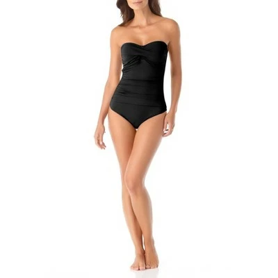 Anne Cole - Women's Solid Twist Front Shirred One Piece Swimsuit 4 Anne Cole - Women's Solid Twist Front Shirred One Piece Swimsuit - Image 2