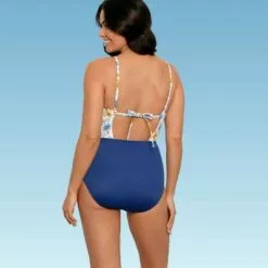 Women's Slimming Control V-Neck Cinched Cut Out One Piece Swimsuit - Beach Betty by Miracle Brands Brown