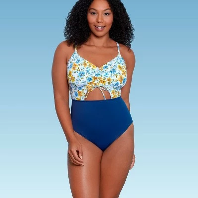 Women's Slimming Control V-Neck Cinched Cut Out One Piece Swimsuit - Beach Betty by Miracle Brands Brown 5 Women's Slimming Control V-Neck Cinched Cut Out One Piece Swimsuit - Beach Betty by Miracle Brands Brown - Image 3