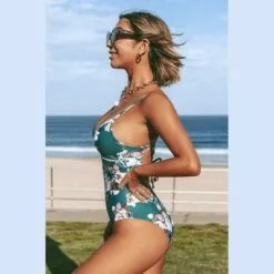 Women's Green Floral Lace Up Backless One Piece Swimsuit - Cupshe 13 Women's Green Floral Lace Up Backless One Piece Swimsuit - Cupshe -Swimsuits Popular Store unnamed file 7438