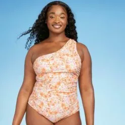 Women's One Shoulder High Coverage One Piece Swimsuit - Kona Sol™ Multicolor -Swimsuits Popular Store unnamed file 7456