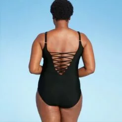 Women's Lace-Up One Piece Swimsuit - Aqua Green® Black -Swimsuits Popular Store unnamed file 7504