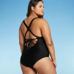 Women's Plunge Front Scallop High Coverage One Piece Swimsuit - Kona Sol™ Black 9 Women's Plunge Front Scallop High Coverage One Piece Swimsuit - Kona Sol™ Black -Swimsuits Popular Store unnamed file 7509