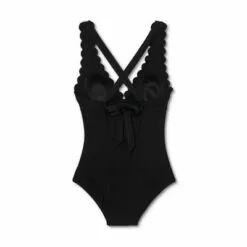 Women's Plunge Front Scallop High Coverage One Piece Swimsuit - Kona Sol™ Black 11 Women's Plunge Front Scallop High Coverage One Piece Swimsuit - Kona Sol™ Black -Swimsuits Popular Store unnamed file 7511