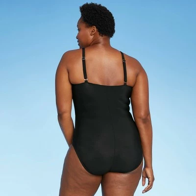 Women's Crochet High Neck One Piece Swimsuit - Aqua Green® True Navy 5 Women's Crochet High Neck One Piece Swimsuit - Aqua Green® True Navy - Image 3