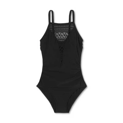 Women's Crochet High Neck One Piece Swimsuit - Aqua Green® True Navy 6 Women's Crochet High Neck One Piece Swimsuit - Aqua Green® True Navy - Image 4