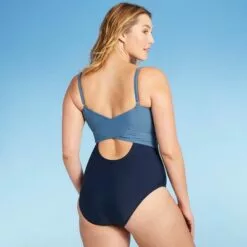 Women's Colorblock Medium Coverage One Piece Swimsuit - Kona Sol™ Navy -Swimsuits Popular Store unnamed file 7524