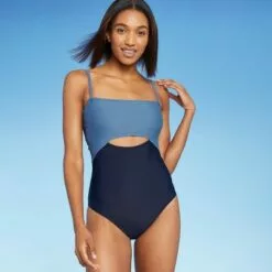 Women's Colorblock Medium Coverage One Piece Swimsuit - Kona Sol™ Navy -Swimsuits Popular Store unnamed file 7530