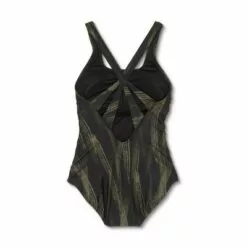 Women's Cross Back One Piece Swimsuit - All in Motion™ Olive Green & Black -Swimsuits Popular Store unnamed file 7546
