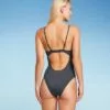Women's Plunge Tie-Front Wrap One Piece Swimsuit- Shade & Shore™ Slate Blue -Swimsuits Popular Store unnamed file 7559