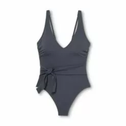 Women's Plunge Tie-Front Wrap One Piece Swimsuit- Shade & Shore™ Slate Blue 10 Women's Plunge Tie-Front Wrap One Piece Swimsuit- Shade & Shore™ Slate Blue -Swimsuits Popular Store unnamed file 7562