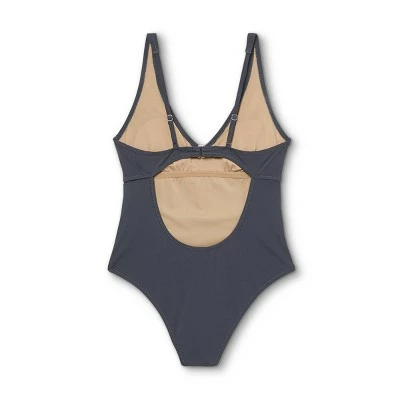 Women's Plunge Tie-Front Wrap One Piece Swimsuit- Shade & Shore™ Slate Blue 7 Women's Plunge Tie-Front Wrap One Piece Swimsuit- Shade & Shore™ Slate Blue - Image 5