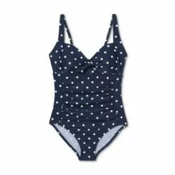 Women's Classic Tie-Front High Coverage One Piece Swimsuit - Kona Sol™ Navy -Swimsuits Popular Store unnamed file 7597