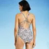Women's V-Neck Strappy Back Detail One Piece Swimsuit - All in Motion™ Snake Print -Swimsuits Popular Store unnamed file 7604
