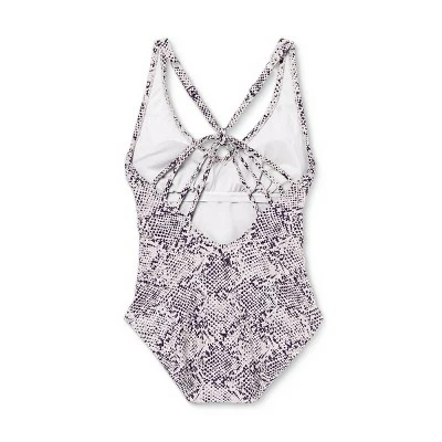 Women's V-Neck Strappy Back Detail One Piece Swimsuit - All in Motion™ Snake Print 7 Women's V-Neck Strappy Back Detail One Piece Swimsuit - All in Motion™ Snake Print - Image 5