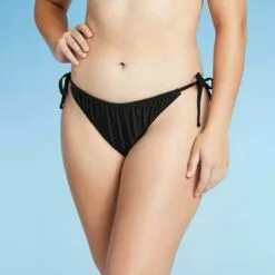 Juniors' Shirred Side-Tie High Leg Scoop Bikini Bottom - Xhilaration™ Gold -Swimsuits Popular Store unnamed file 761