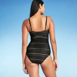 Women's Crochet High Coverage One Piece Swimsuit - Kona Sol™ Navy