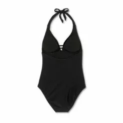 Women's Crochet Neckline Medium Coverage One Piece Swimsuit - Kona Sol™ Black -Swimsuits Popular Store unnamed file 7643