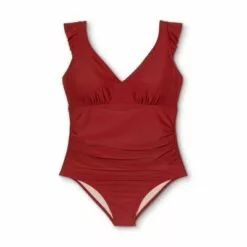 Women's Plus Size Cap Sleeve Plunge One Piece Swimsuit - Kona Sol™ Burgundy 13 Women's Plus Size Cap Sleeve Plunge One Piece Swimsuit - Kona Sol™ Burgundy -Swimsuits Popular Store unnamed file 7650