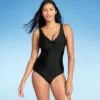 Women's Long Torso Scallop High Coverage One Piece Swimsuit - Kona Sol™ Black -Swimsuits Popular Store unnamed file 7659