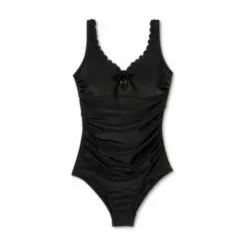 Women's Long Torso Scallop High Coverage One Piece Swimsuit - Kona Sol™ Black -Swimsuits Popular Store unnamed file 7664