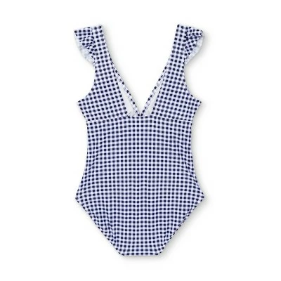 Women's Ruffle Gingham High Coverage One Piece Swimsuit - Kona Sol™ Blue 7 Women's Ruffle Gingham High Coverage One Piece Swimsuit - Kona Sol™ Blue - Image 5