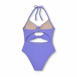 Women's Double Knot Cut Out Ribbed One Piece Swimsuit - Shade & Shore™ Purple -Swimsuits Popular Store unnamed file 7723