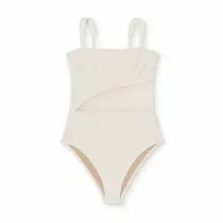 Women's Asymmetrical Mesh Cut Out One Piece Swimsuit - Shade & Shore™ White -Swimsuits Popular Store unnamed file 7732