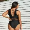 Women's Black Plus Size One Piece Swimsuit Ruffle Plunge V Neck Bathing Suit-Cupshe -Swimsuits Popular Store unnamed file 7783