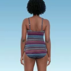 Women's Slimming Control Seamed Square Neck One Piece Swimsuit - Dreamsuit by Miracle Brands Black