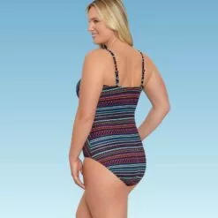 Women's Slimming Control Seamed Square Neck One Piece Swimsuit - Dreamsuit by Miracle Brands Black -Swimsuits Popular Store unnamed file 7817